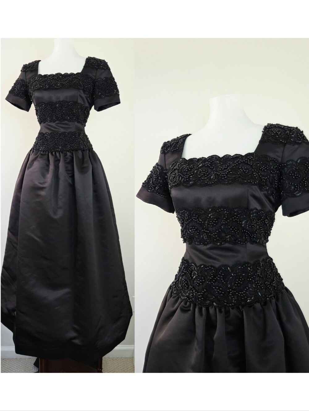 Oscar De La Renta Studios Vintage Maxi Length Beaded Gown Dress Size 6